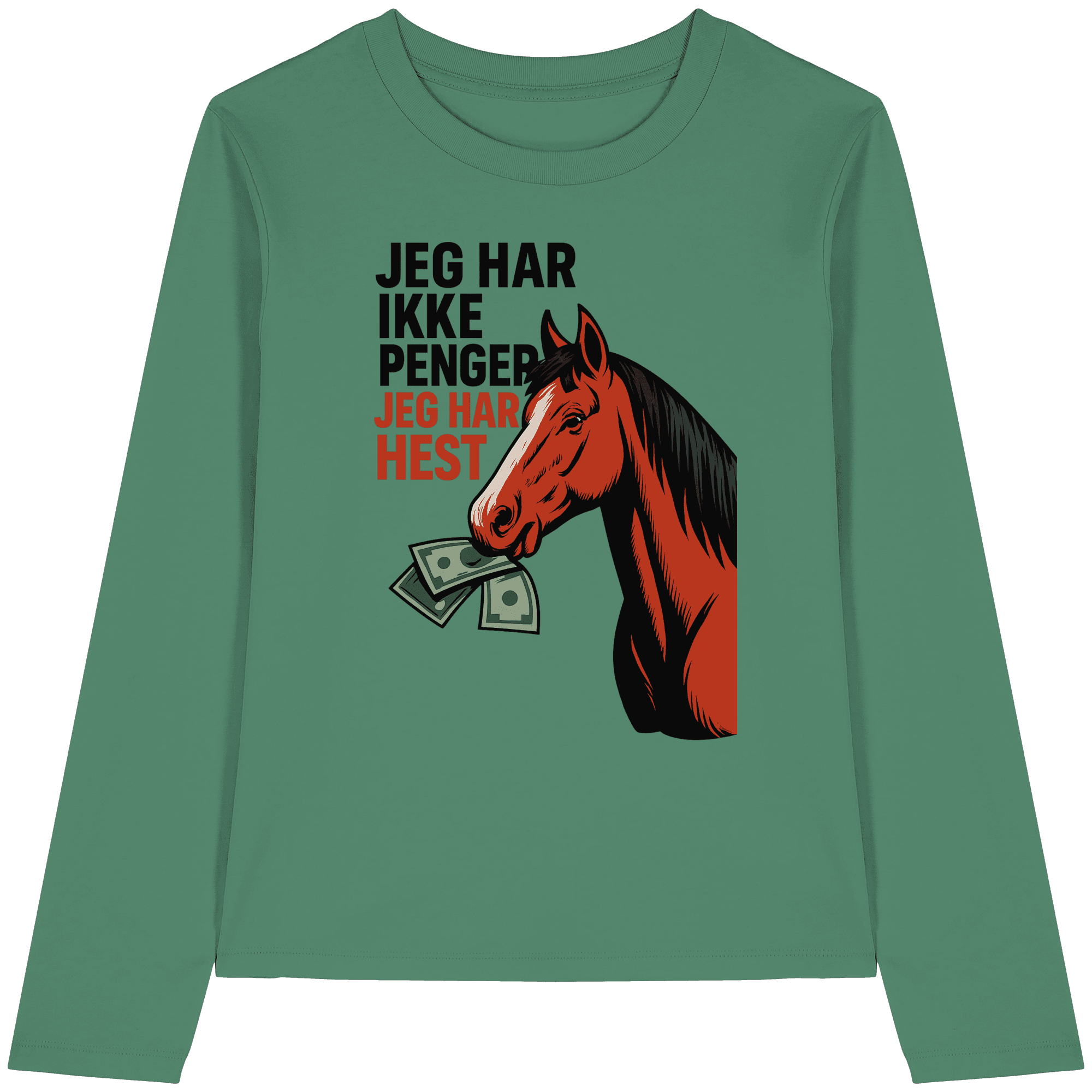 STALL26 - Penger Ikke Hest - Økologisk Langermet T-skjorte for kvinner